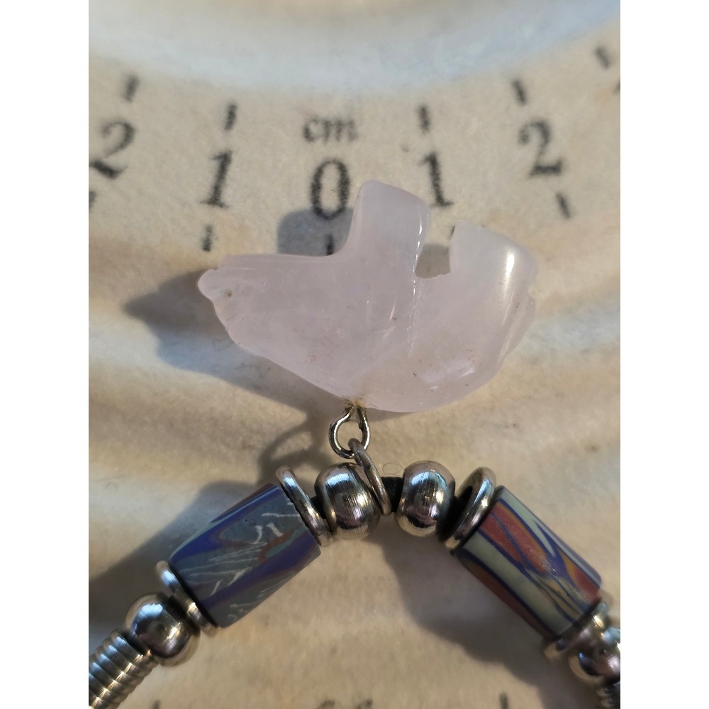 Rose Quartz Zuni Style Bear Fetish Necklace 18" Pink Stone Southwestern Jewelry - Picture 5 of 8